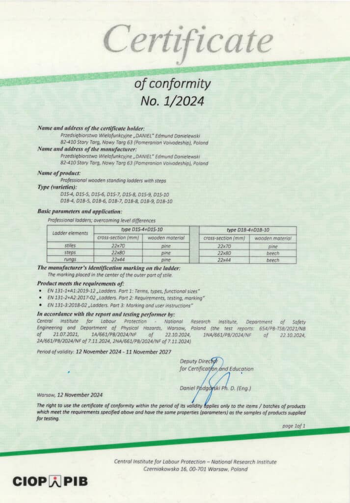 Certyfikat DS w EN
